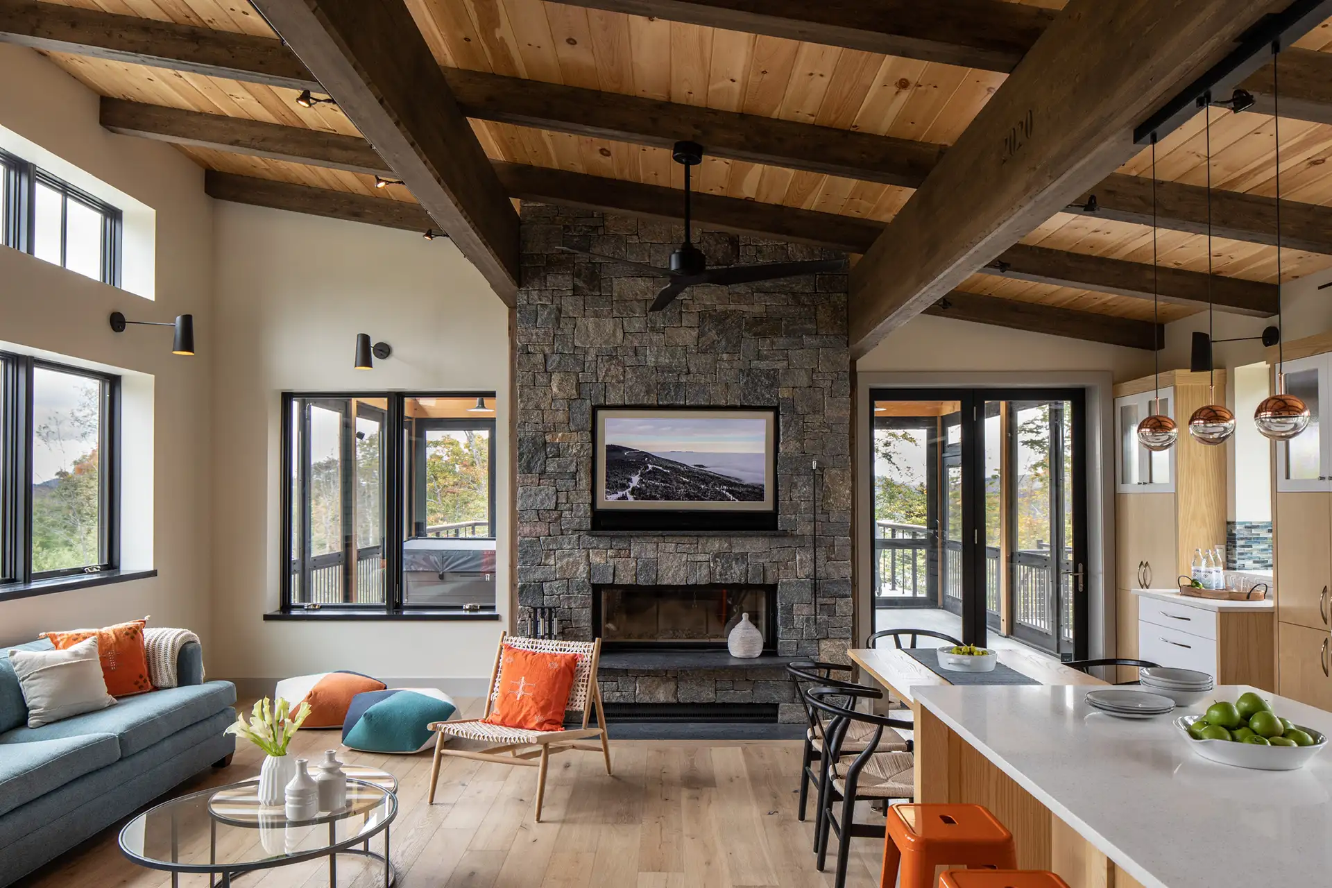 kitchen with fireplace