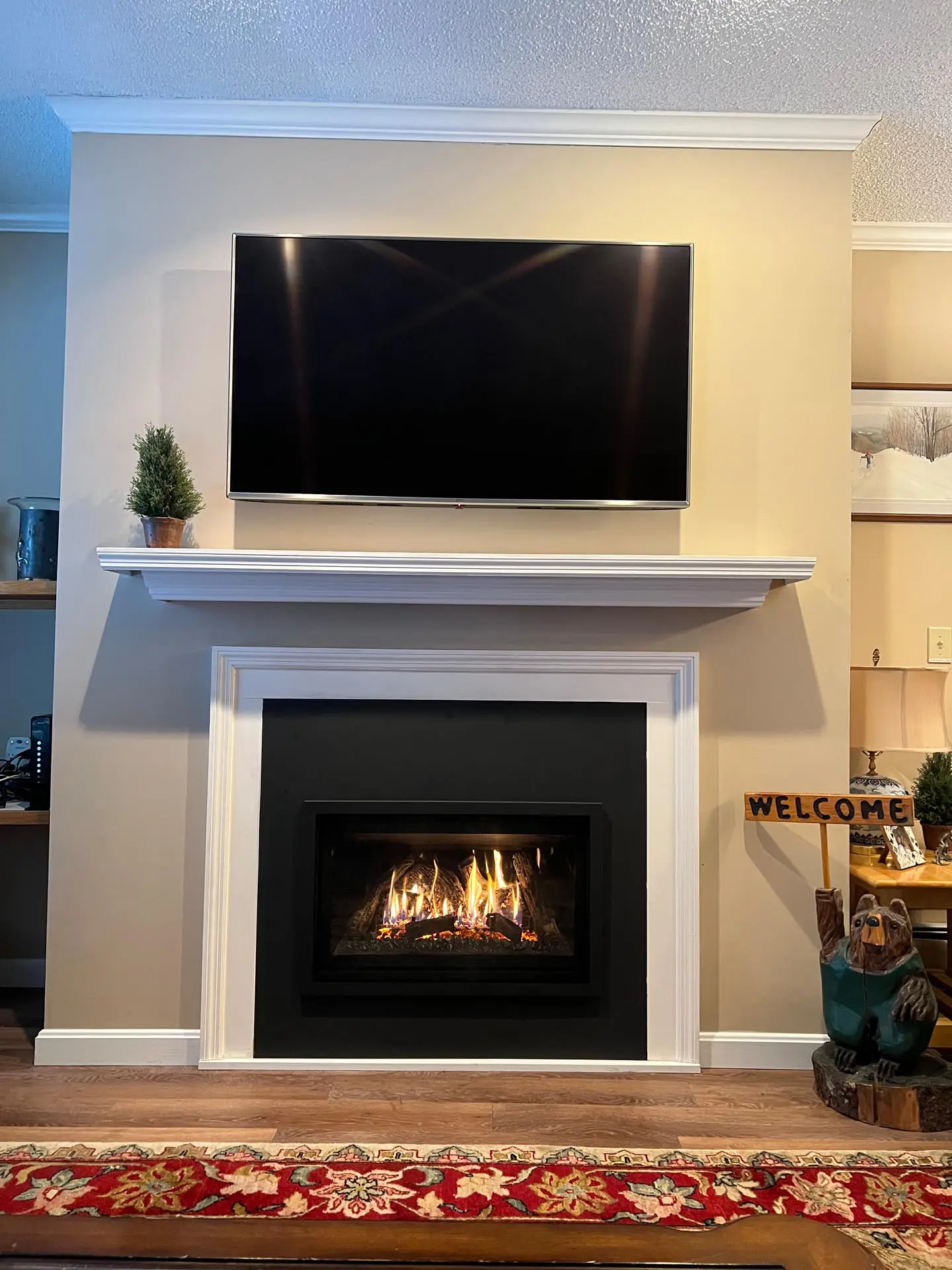 TV above fireplace