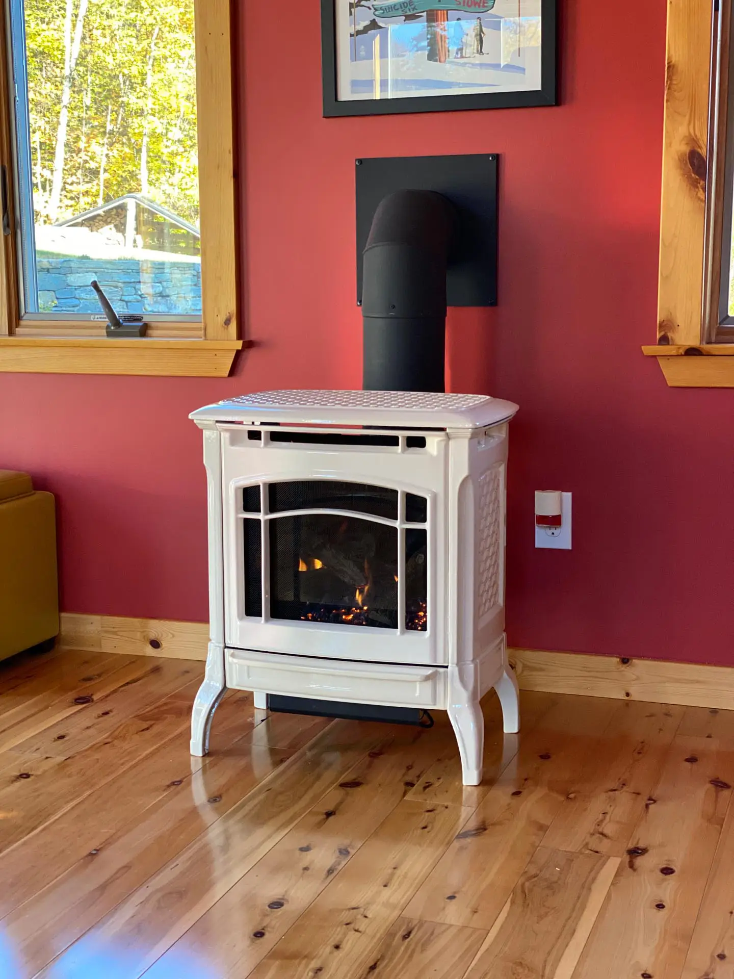 white wood stove